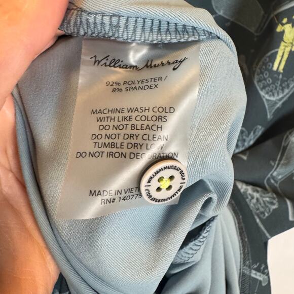 William Murray Men’s M Golf Polo Shirt Blue Golf Club Print Stretch Performance - Picture 8 of 11